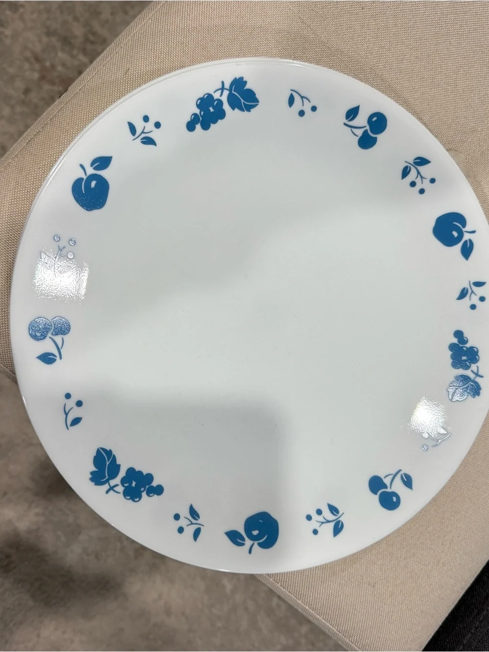 Corelle Eve White Dinner Plates with Blue Floral & Fruit Border - Set of 4